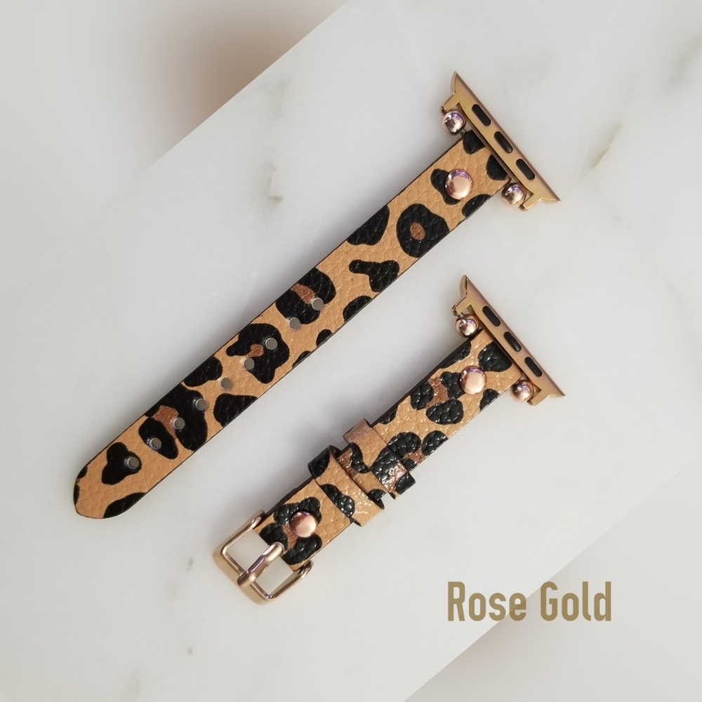 Premium Leather Apple Watch Band Straps Leopard - Picture 2 of 4